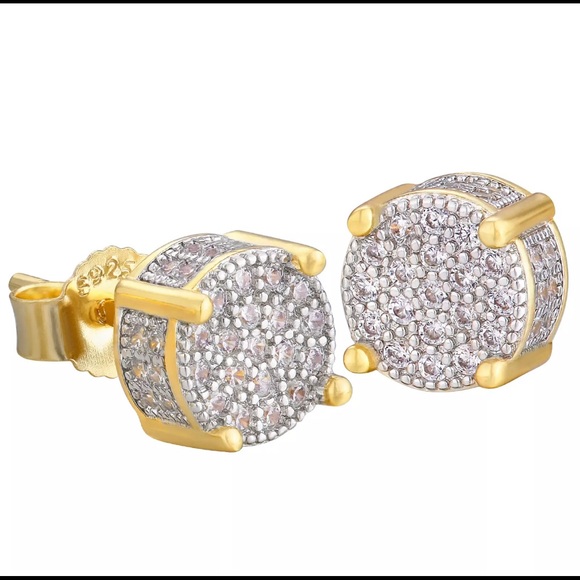 New Unisex 925 Sterling Silver Round Diamond E… - Picture 2 of 4